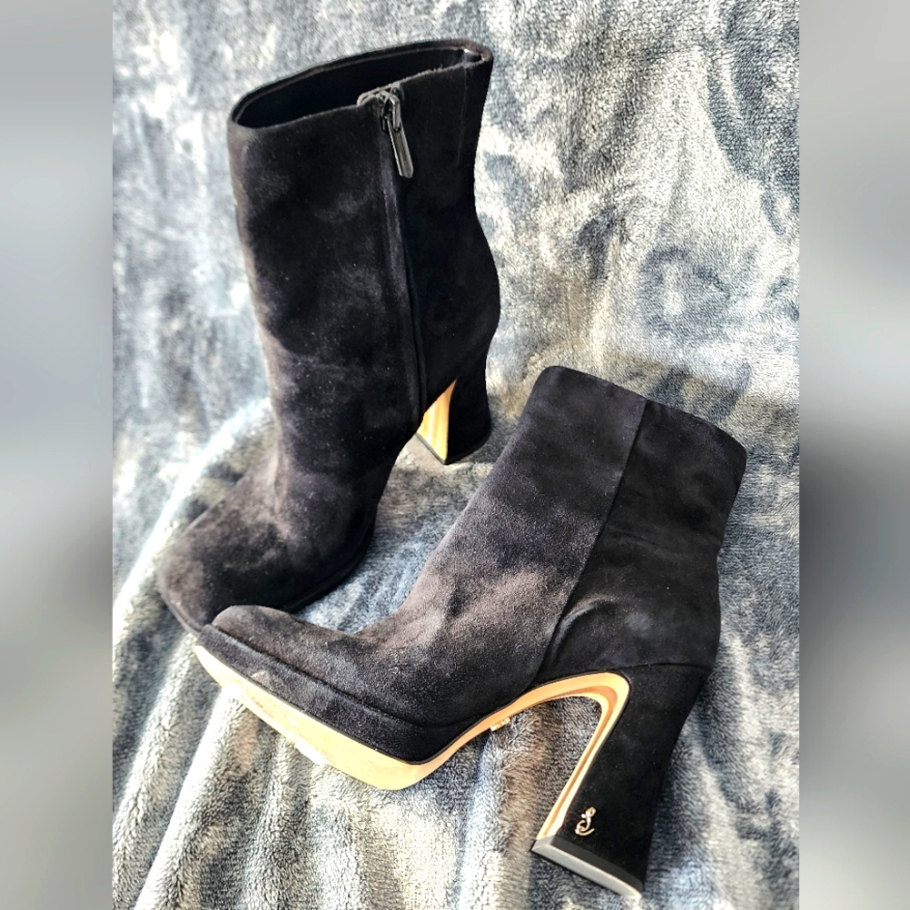 Sam Edelman Jaye Black Suede Leather Ankle Bootie Size 8